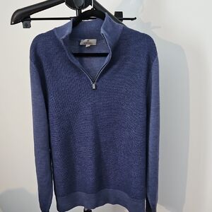 Canali Men's Wool Zip-Up Sweater in Deep Blue